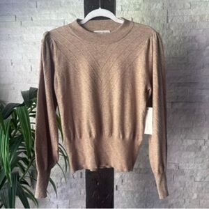 Madison + Hudson Tan V Panel Textured Sweater Junior Size M New with Tags